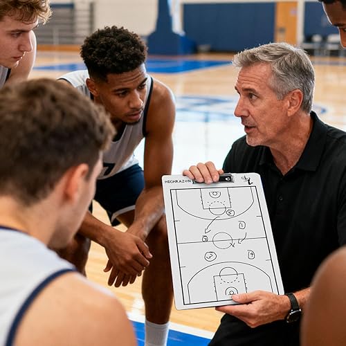 Miniatura 8 de Portapapeles de entrenadores de baloncesto, portapapeles blancos de doble cara de borrado en seco, pizarra blanca de baloncesto para entrenadores