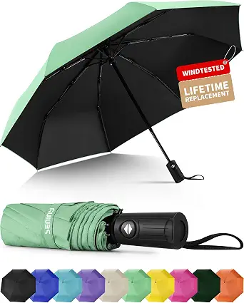 Seniny Windproof Travel Umbrella, Automatic, Compact & UV Protection