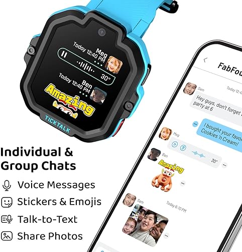 Miniatura 3 de TickTalk 5 Reloj inteligente para niños con rastreador GPS, llamadas de voz y video, mensajes de texto, SOS y controles parentales | Reloj Azul,Gris