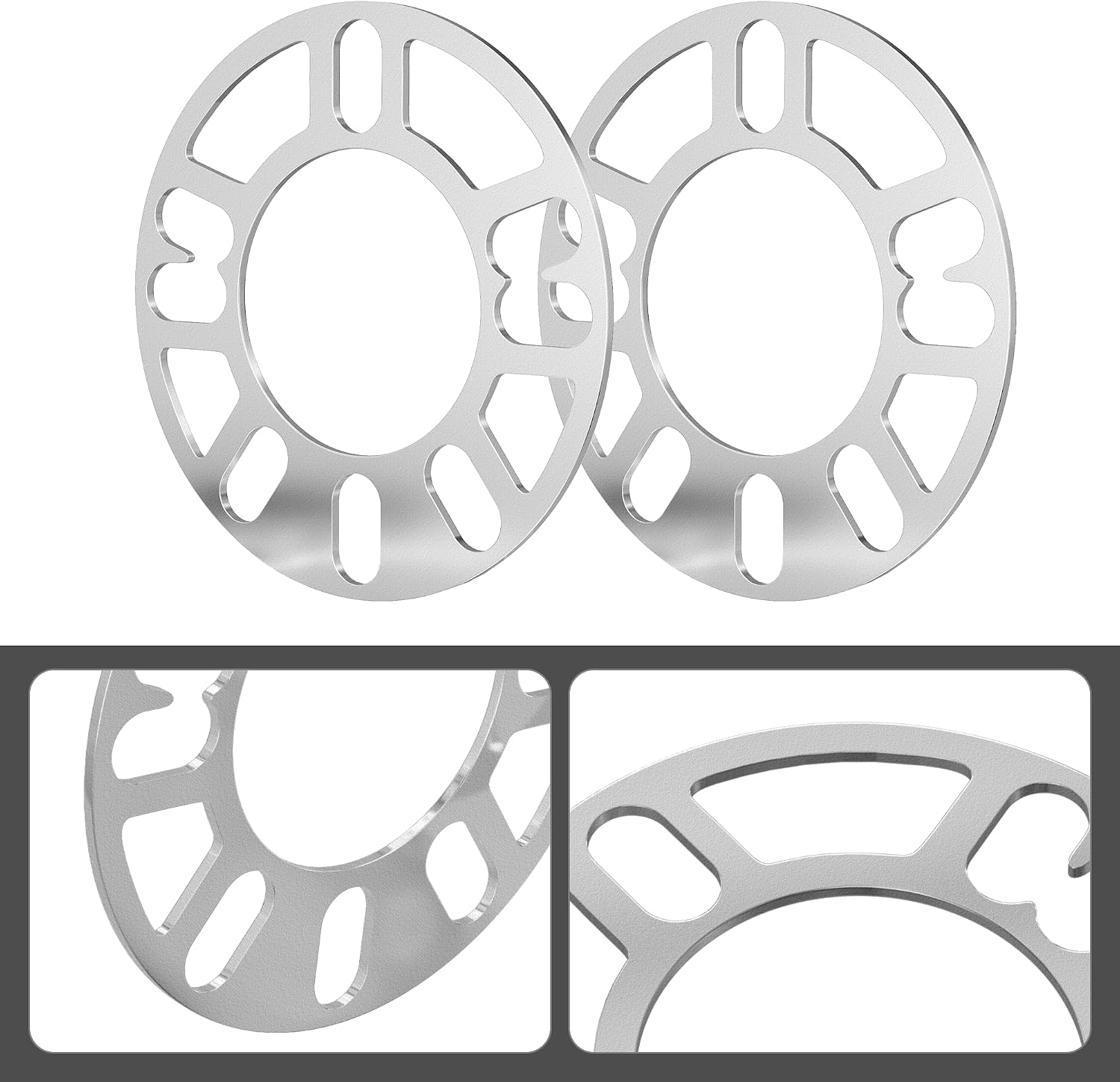 2 Pack Universal Wheel Spacers - 1/8" (3mm) Die Cast Aluminum, Fits 4 & 5 Lug Wheels, Bolt Patterns 4x98/100/108/114.3 & 5x100/105/108/110/112/114.3(5x4.5)/120 - Heavy-Duty Car/Truck Rim Replacement
