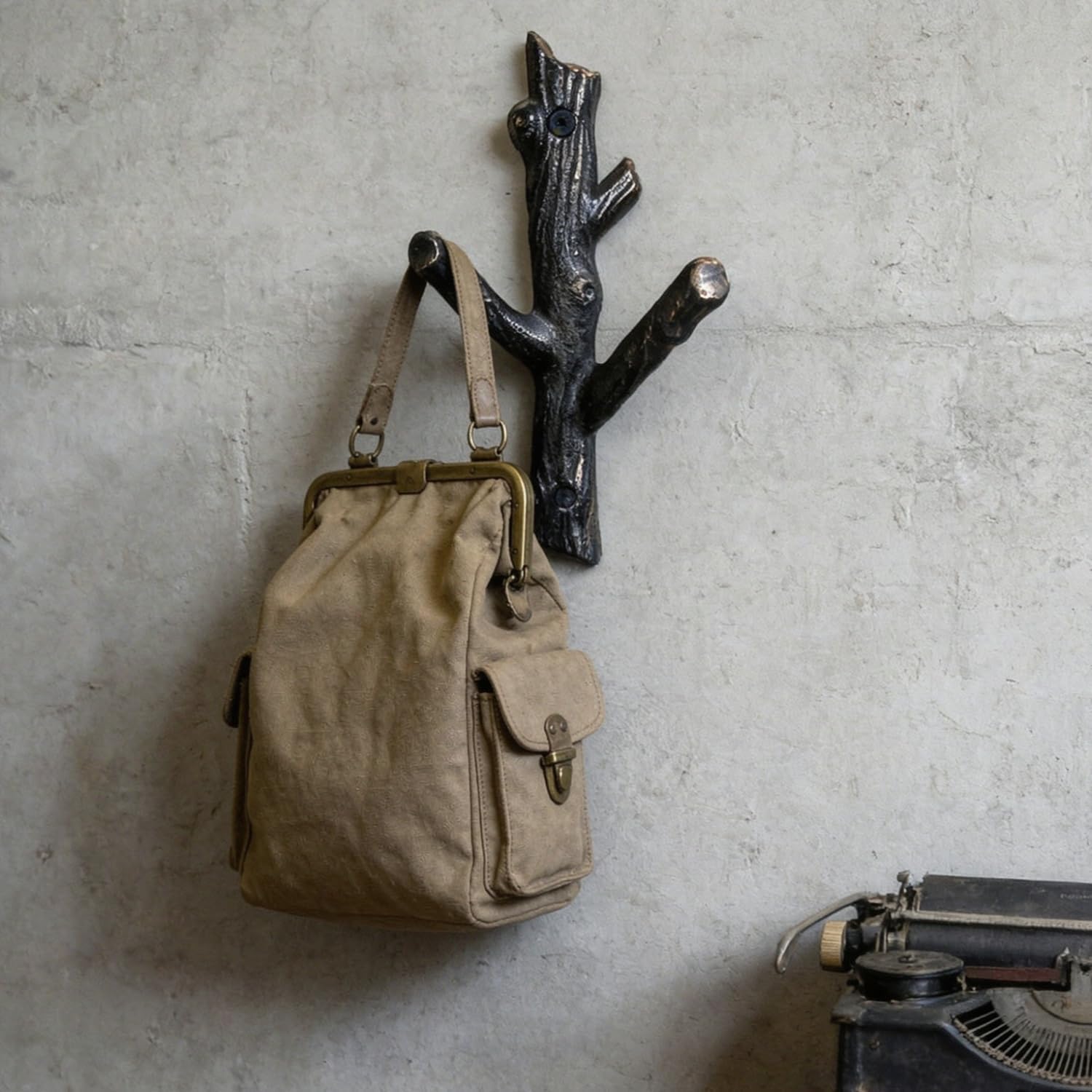 Cast Iron Coat Hooks, Branch-Shaped Decorative Wall Hanger Rack
