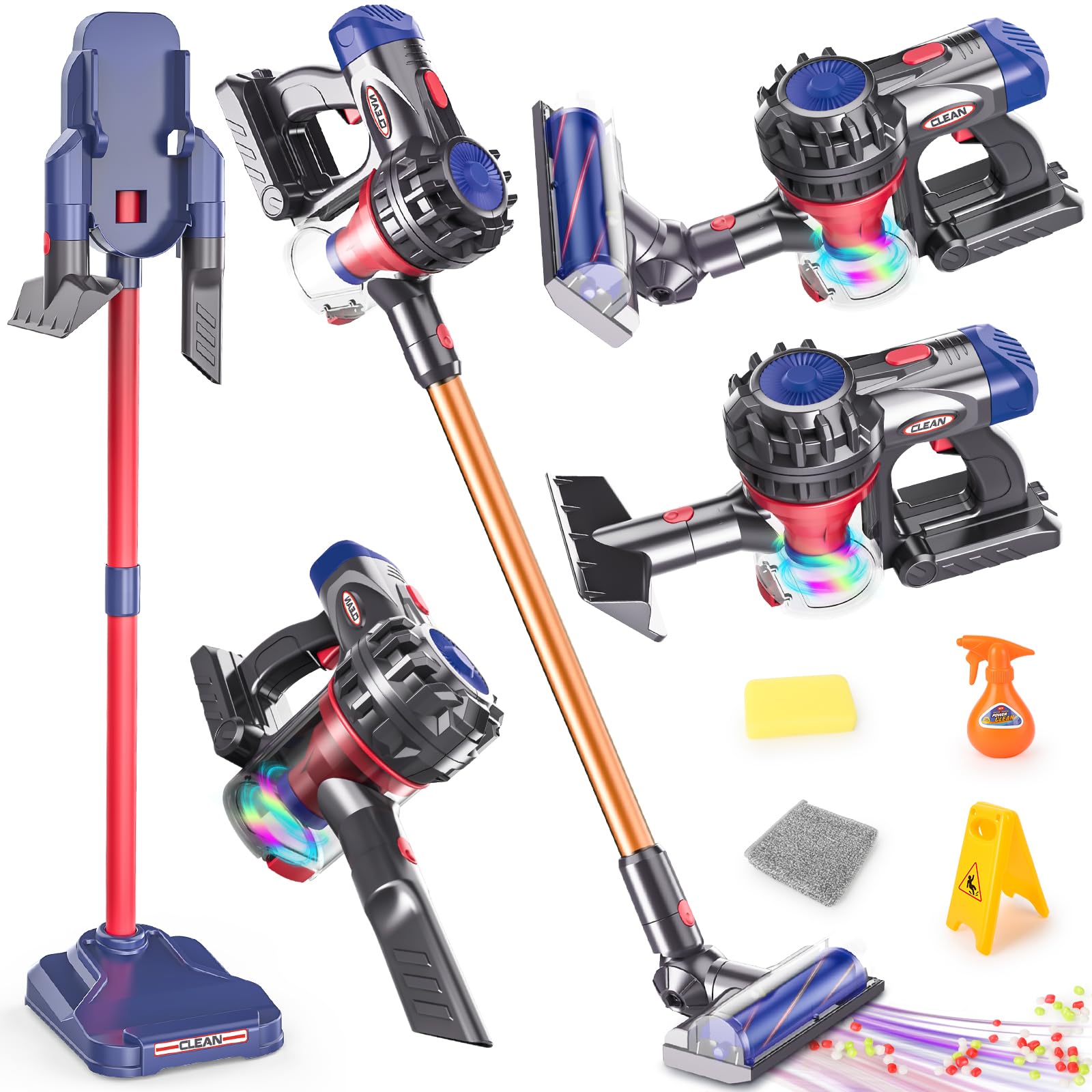 LumenVela Aspirapolvere Giocattolo Bambini, 3-in-1 Aspirapolvere Giocattolo Funzionante Set Pulizia Giocattolo Regali per Bambini e Bambine dai 3 ai 6 Anni (Modello Avanzato)