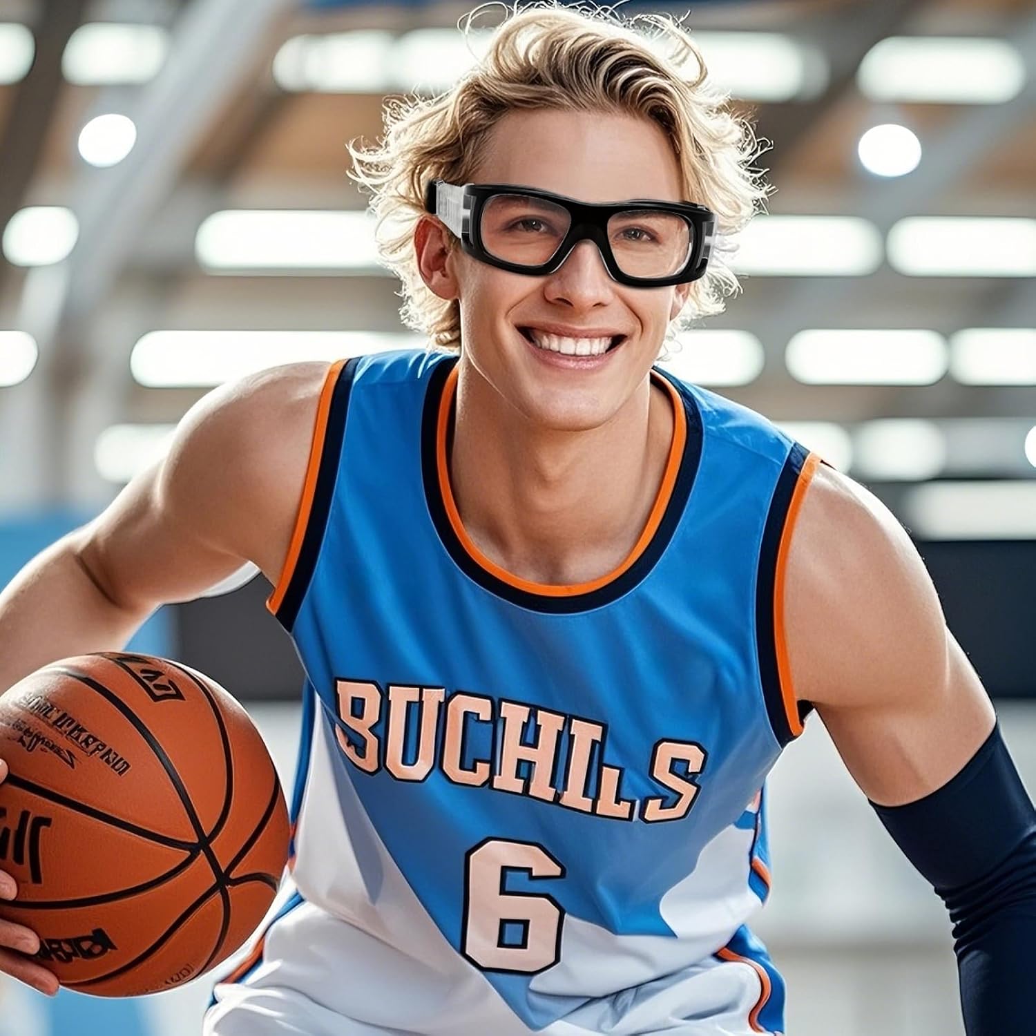 Sports Safety Glasses with Elastic Headband, Anti-Fog