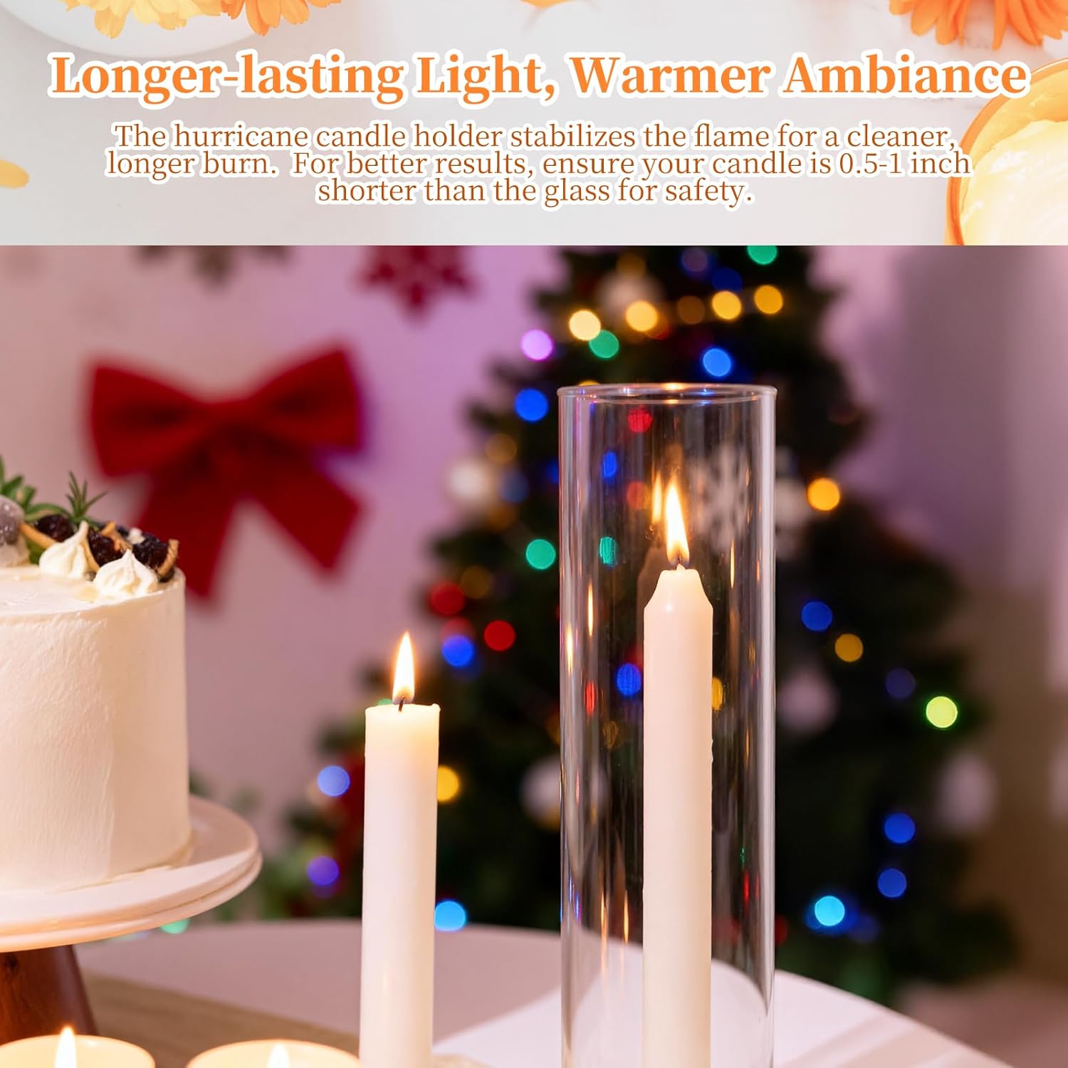 Hurricane Glass Candle Holders Set of 16, 11.8" H Clear Cylinder Windproof Candle Holder Chimney Tubes, Taper Glass Candlestick Holders for Home Decor Wedding Party Table Centerpieces