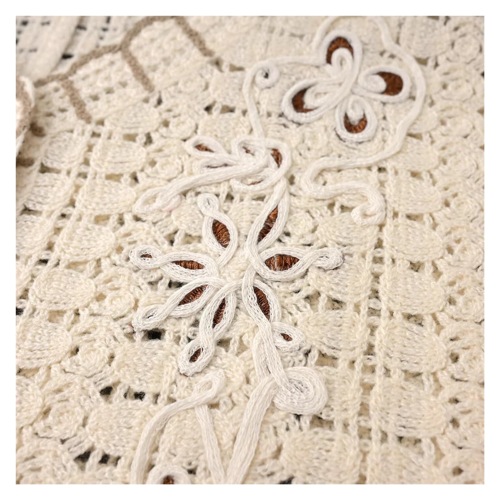 Top sin Mangas con Botones y Bordado Floral de Crochet for Mujer