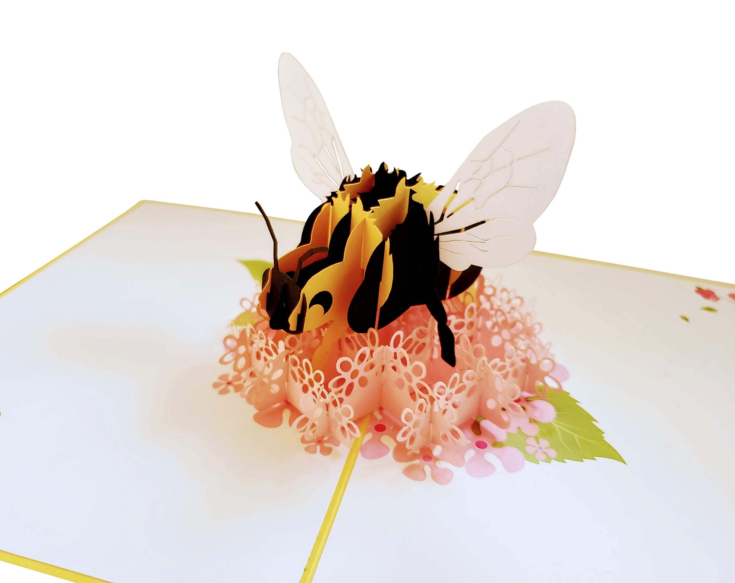 iGifts And Cards Happy Floral Bee 3D-Pop-Up-Grußkarte – Thinking of You, Happy Birthday, Muttertag, Get Well Soon, Miss You, Congratulations, Love, Cute, Fun