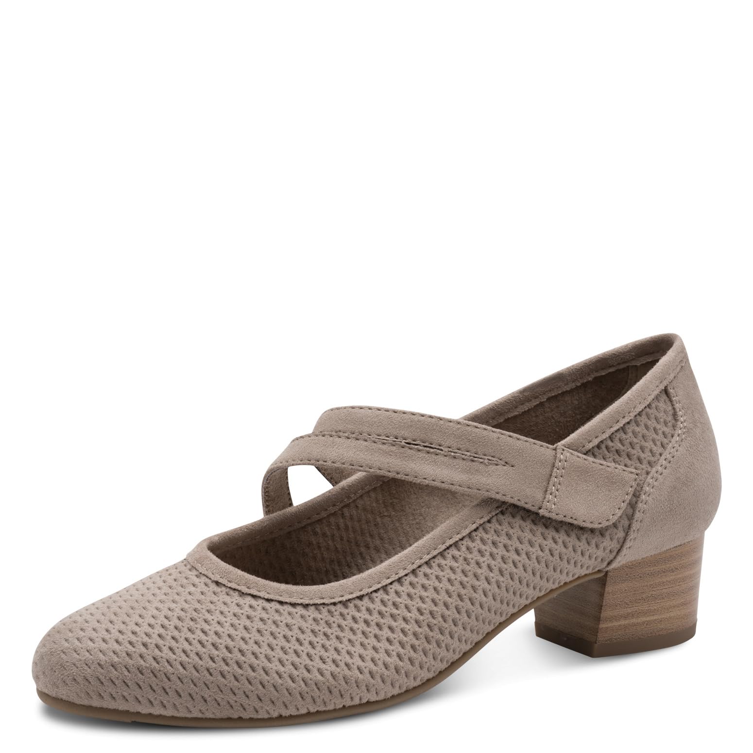 Jana Women’s Pumps with Strap Low Heel Vegan, Stone, 6 UK