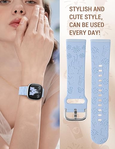 Miniatura 10 de Girovo Paquete de 3 bandas grabadas de dibujos animados compatibles con Fitbit Versa 4Fitbit Versa 3 bandasSenseSense 2 bandas para mujer, bonita
