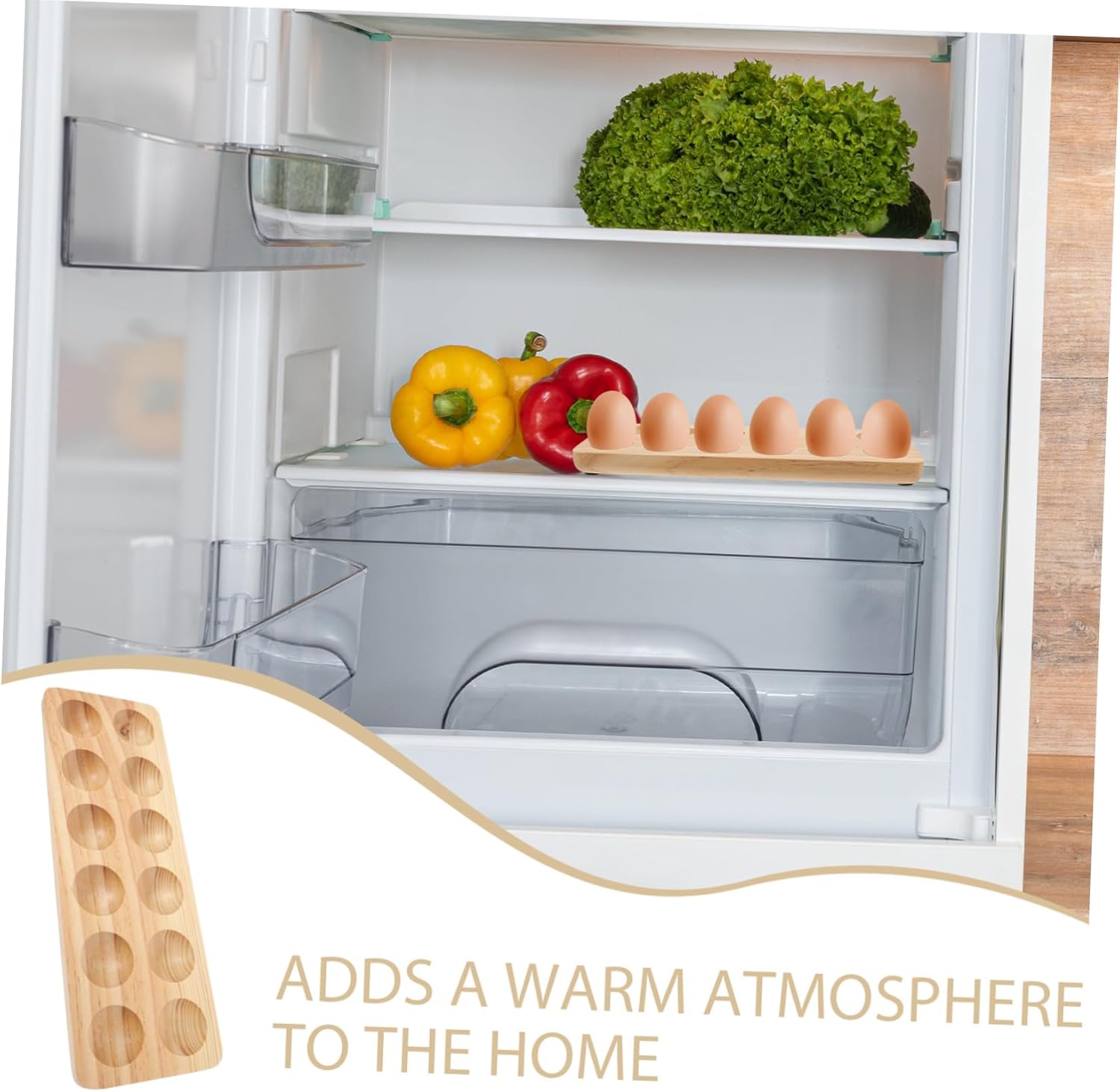 12holes Wooden Egg Holder Slots Stackable Rustic Egg Storage Tray for Kitchen and Fridge Non-slip Base for Secure Display and Easy Access