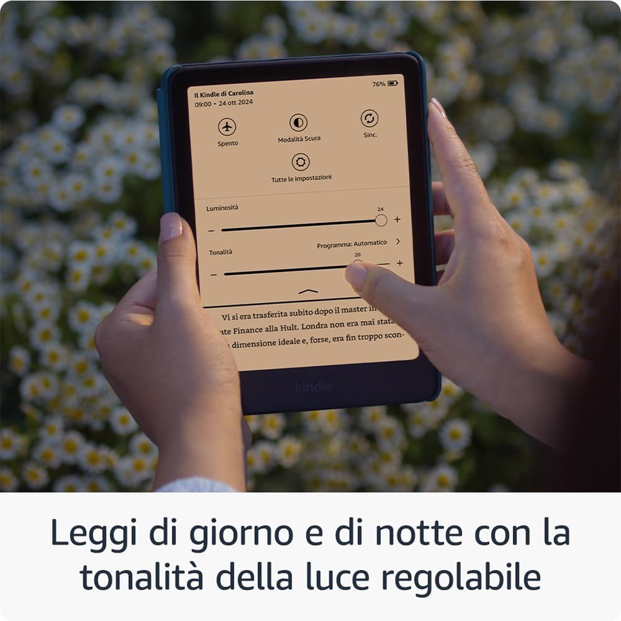 Kindle Paperwhite (2024 Release) 16 GB Con pubblicità Con custodia trasparente color lampone e adattatore da 9 W