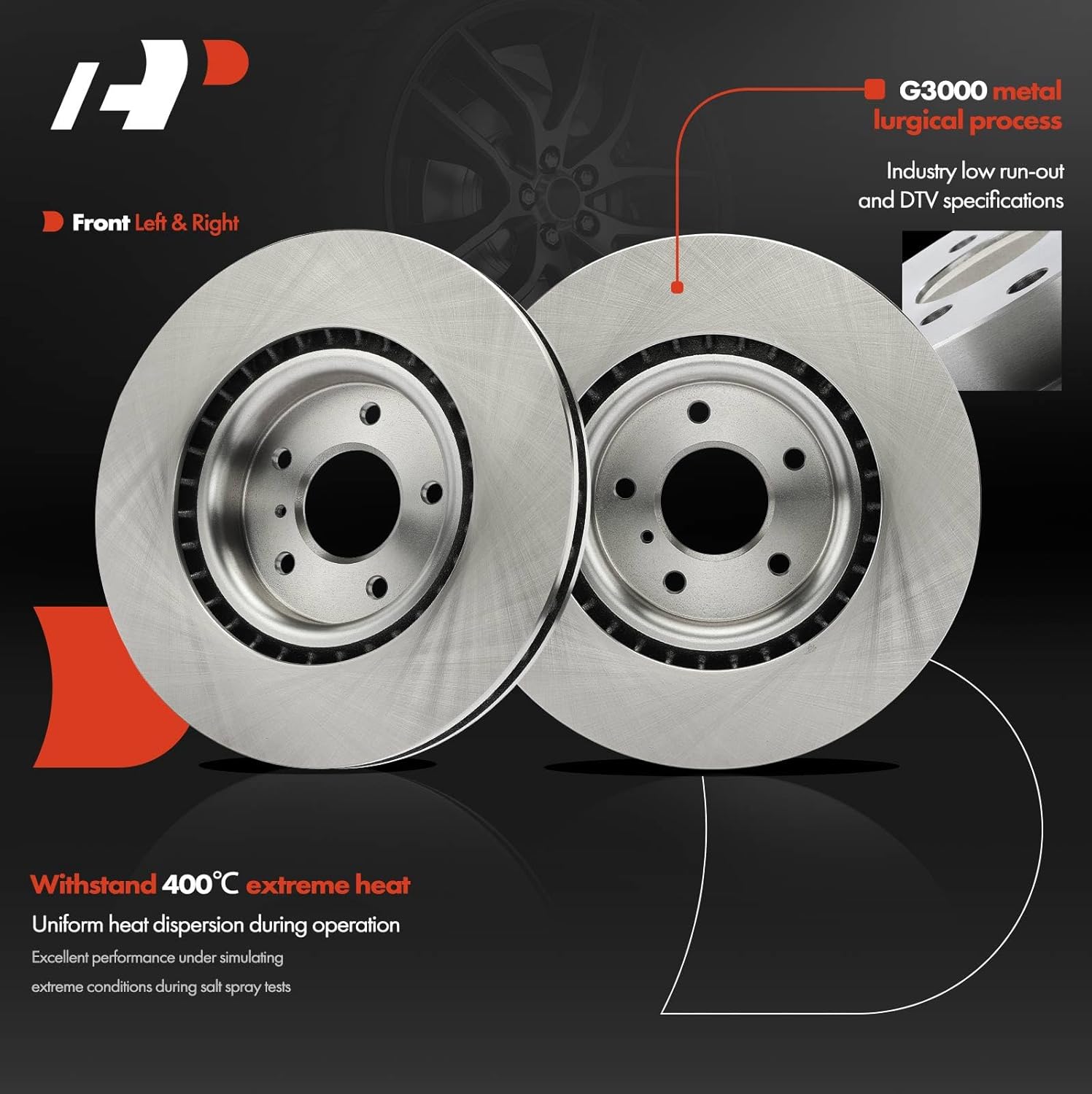 A-Premium 12.75 inch (324mm) Front Vented Disc Brake Rotors + Ceramic Pads Kit Compatible with Select Nissan and Infiniti Models - 350Z 2003-2008, G35 2003-2004, 6-PC Set