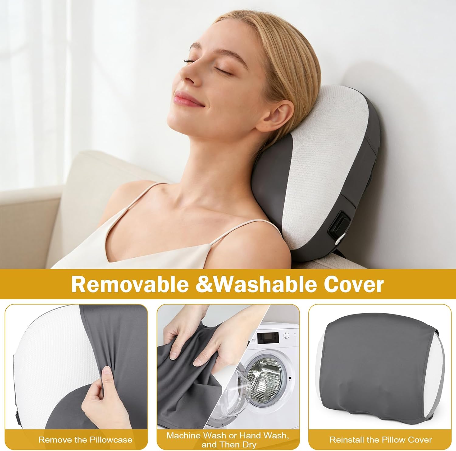 Futurebatt Back and Neck Massager with Heat，Shiatsu Neck Massager Pillow for Back,Neck,Shoulder,Foot,Portable Lower Back Massager for Office Workers, Drivers, Middle-Aged and Elderly People