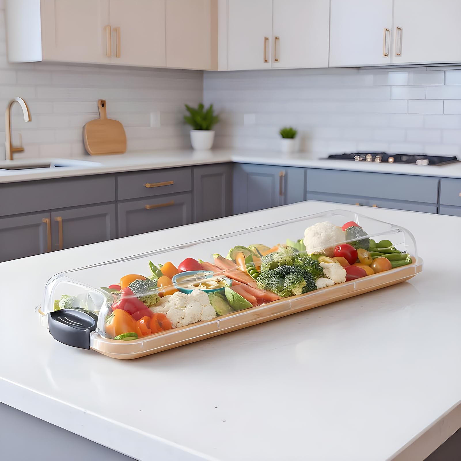 Salumi Platter, Wood Rettangolo Food Plate, Portable Serving Board, Comes with Lid, Sturdy Design for Parties, Ristorante, Picnic, Holiday, Pool, Kitchen, Buffet, Campeggio, Gatherings, 7x22 pollici