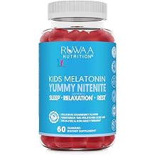 RUWAA NUTRITION Melatonin Kid Gummies. Chewable, Safe, Drug-Free & Effective Childrens Sleep Aid & Teens. 1mg Melatonin Gummy, Gluten-Free Vegetarian Restful Sleep Supplement for Ages 4+. 60ct 1
