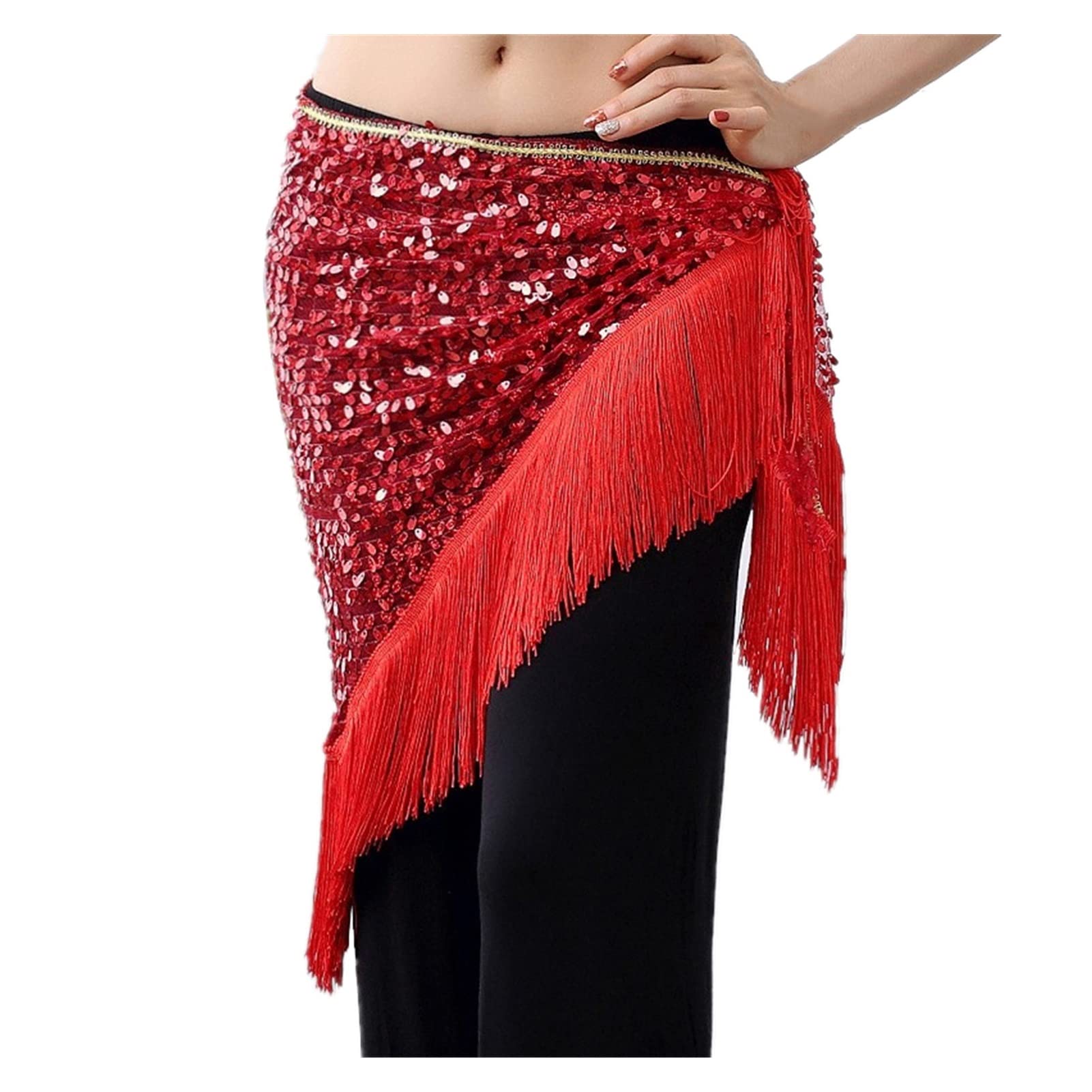 Ceinture de danse du ventre rouge à paillettes pour accentuer vos mouvements sans glisser