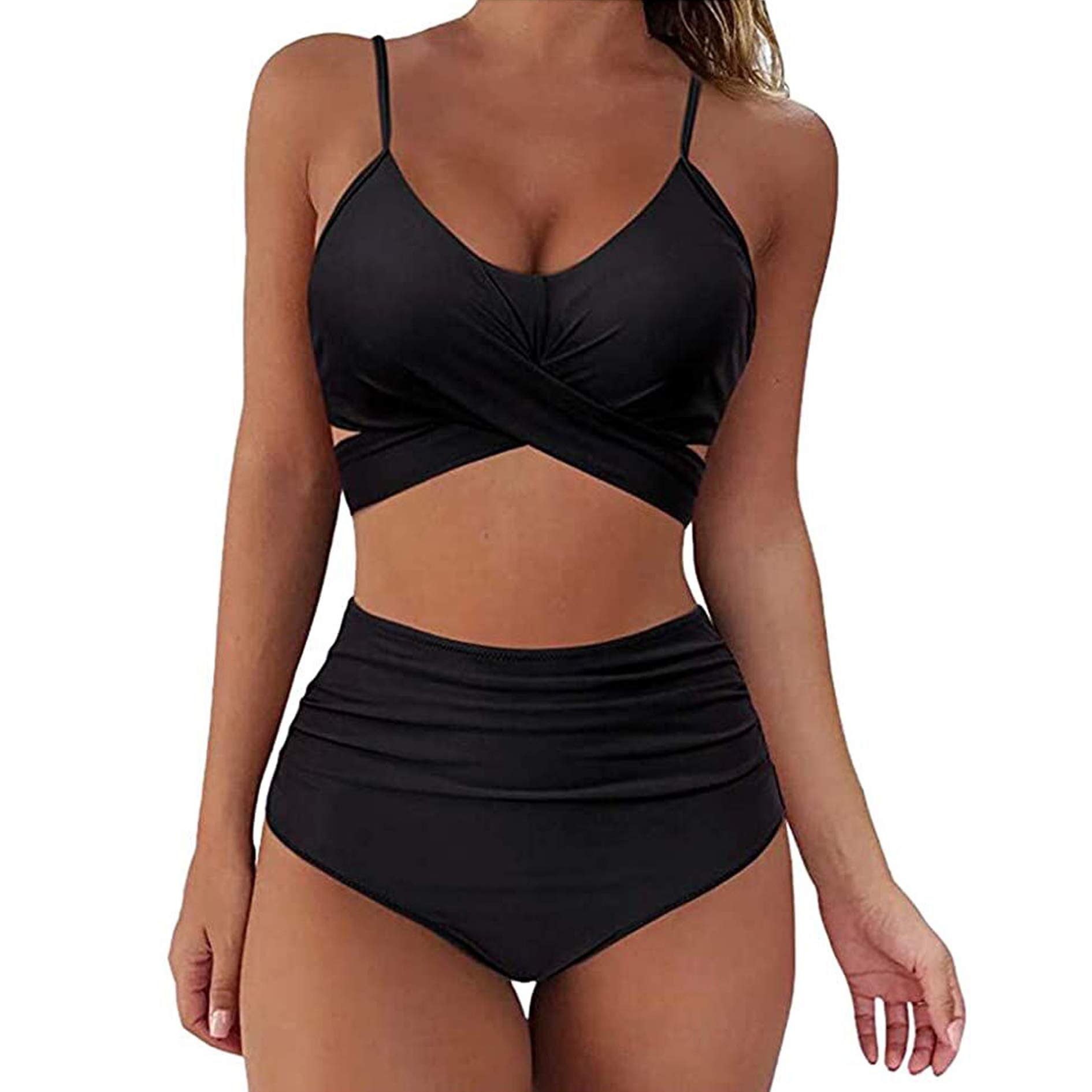 YILEEGOOWomen High Waisted Beach Bikini Set Push Up Bikini Top with Tummy Control Swimsuit Halter Neck Swimwear 2Piece Bathing Suit