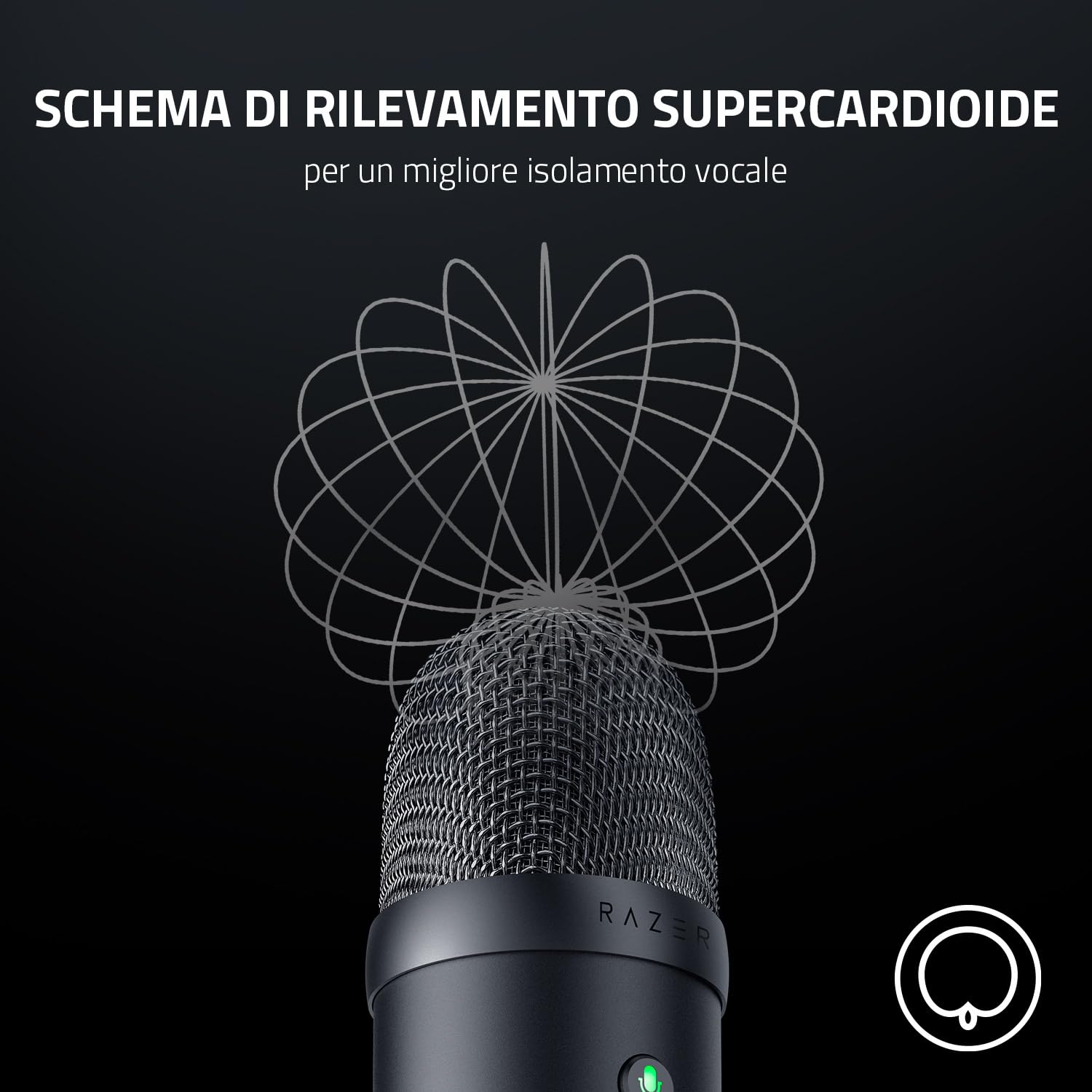 Razer Seiren V2 X - Microfono USB per Streamer Microfono a Condensatore da 25mm (Modello Polare Supercardioide, Limitatore di Guadagno Analogico, Monitoraggio Microfono) Nero