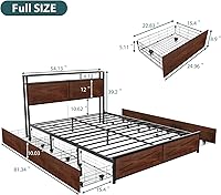 Vista 9 de Base de cama de terciopelo de tamaño matrimonial con cabecera tapizada, cabecera de almacenamiento de terciopelo copetudo, marcos de cama