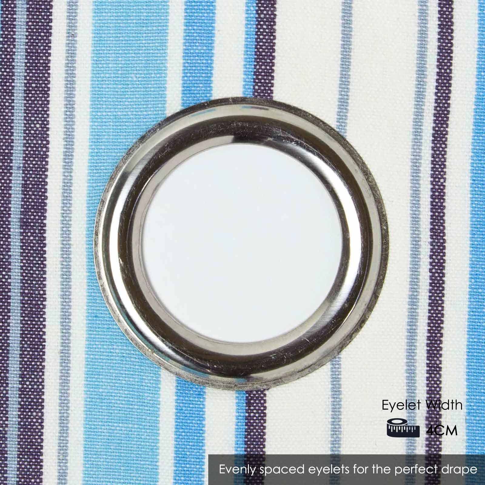 Homescapes - Coppia di tende pronte a righe della serie New England, 100% cotone, ad asole, cucite a mano, pesanti, non rugose, facili da mantenere, lavabili in casa, colore: Blu scuro 137 x 228 cm