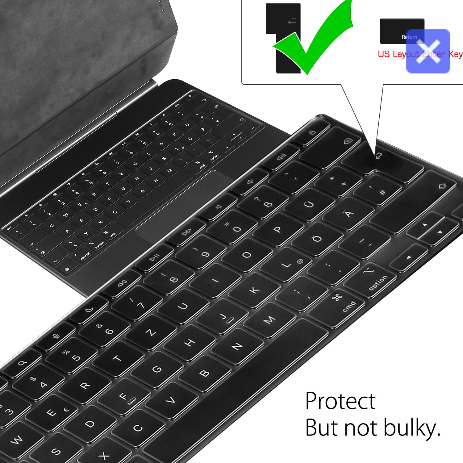 Film Protecteur de Clavier Compatible avec Magic Keyboard pour iPad Air 13 Pouces (M4/M3) / Magic Keyboard pour iPad Pro 13 Pouces (M5/M4), TPU Transparent, Français/Européen