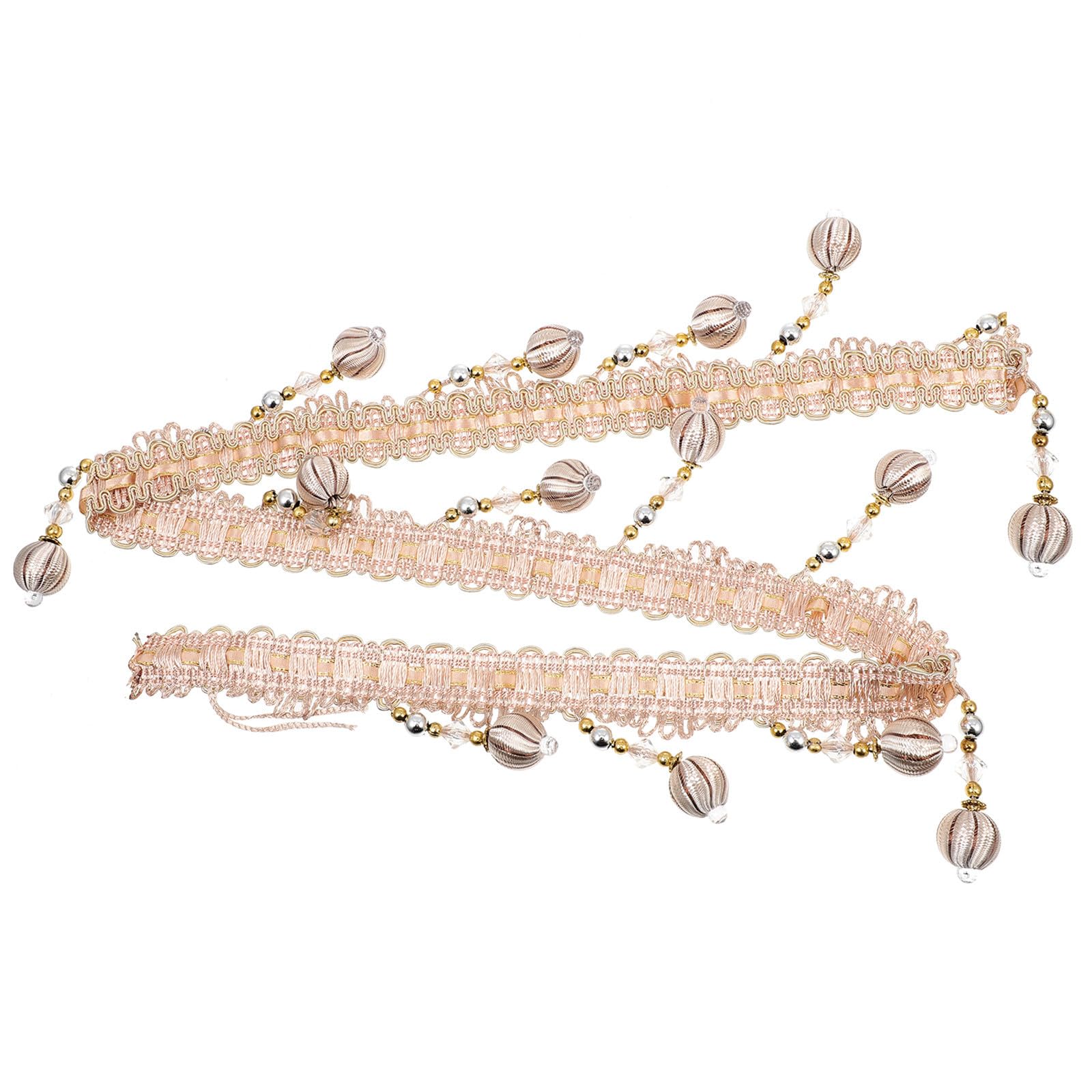 Healeved Franges Perlées Décoratives pour Rideaux de Canapé en Polyester Soie Beige, Finition Fine et Résistante, pour Mariages et Projets DIY Rideaux