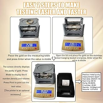 Digital Gold Purity Analyzer Meter ，K Value Tester & Density Meter for Gold Silver，Precious Metal Testing Machine ，Jewelry Tools，Electronic Purity Content Detector (WLD-1200K)