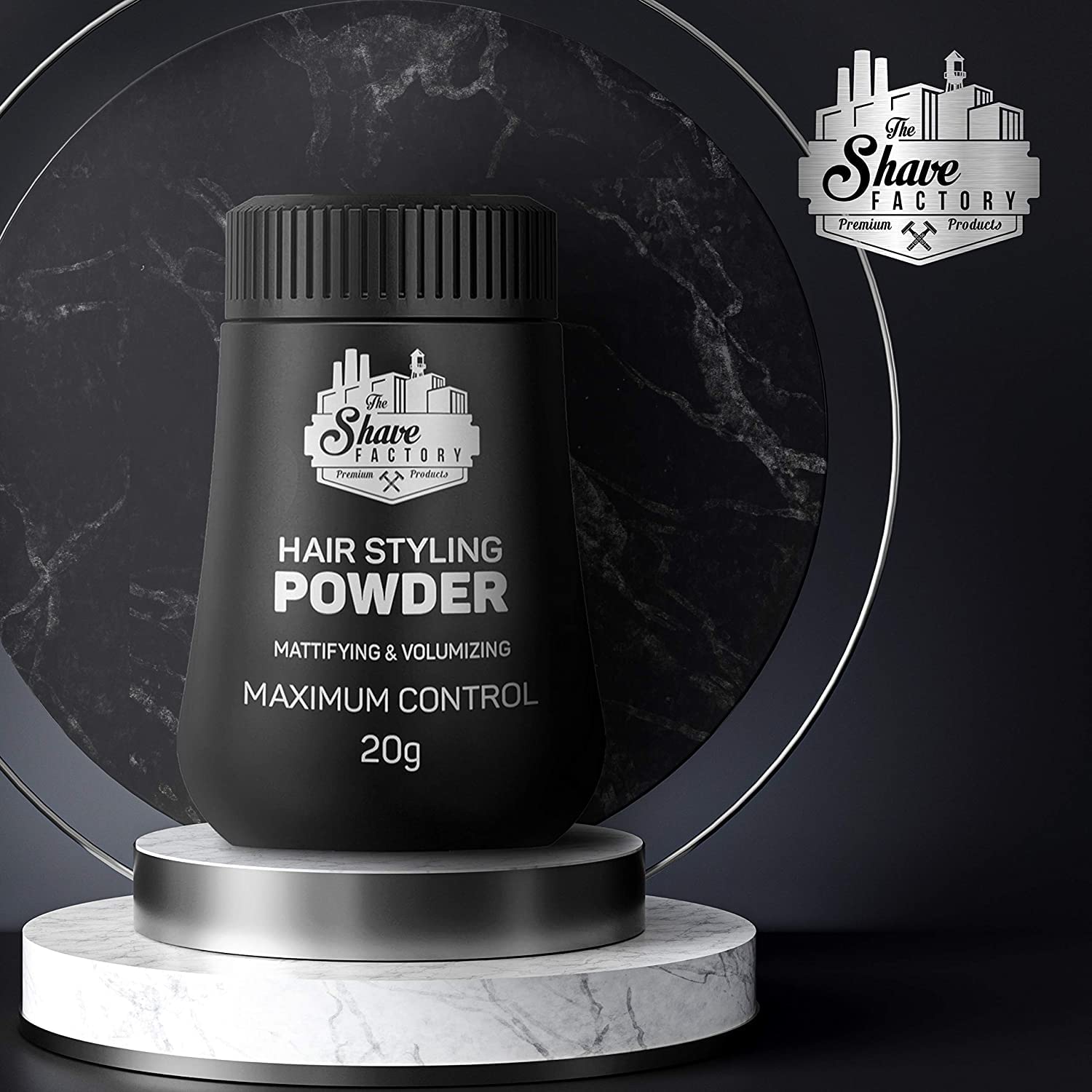The Shave Factory Puder do stylizacji włosów – matowy i obszerny dla niezrównanej tekstury, objętości i matowego wykończenia – idealny do każdego wyglądu i rodzaju włosów, 20 g (2 sztuki, klasyczny)