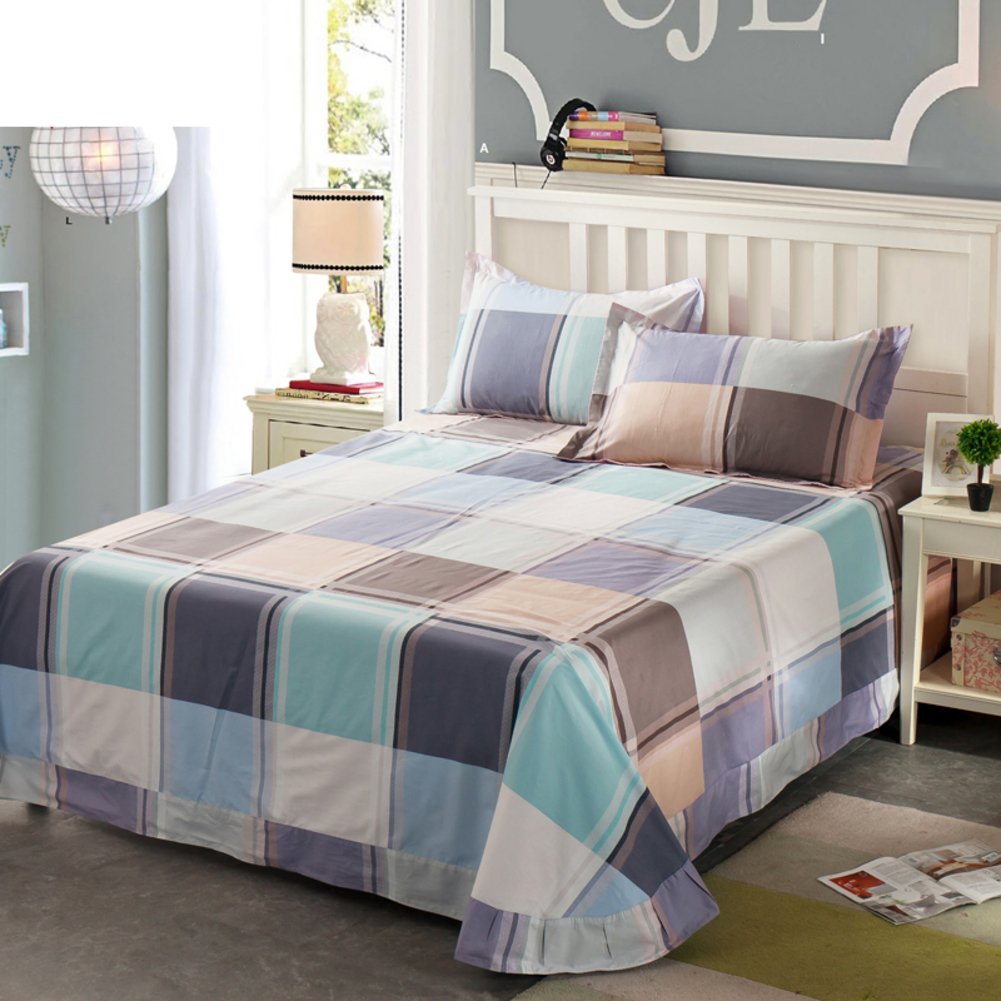 Drap plat en coton double sergé 250x245cm drap une pièce grand lit double G
