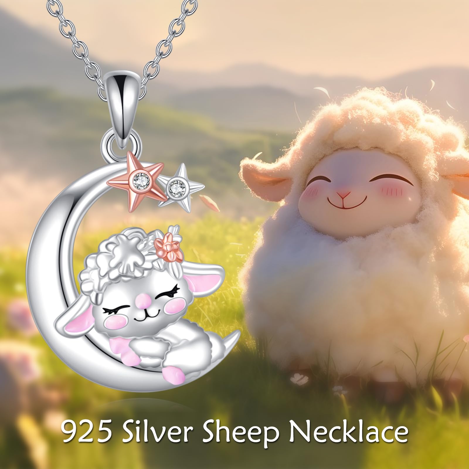 YAFEINI Koala Kette für Damen 925 Sterling Silber Mond Anhänger Halskette für Mädchen Koala Schmuck Geschenk