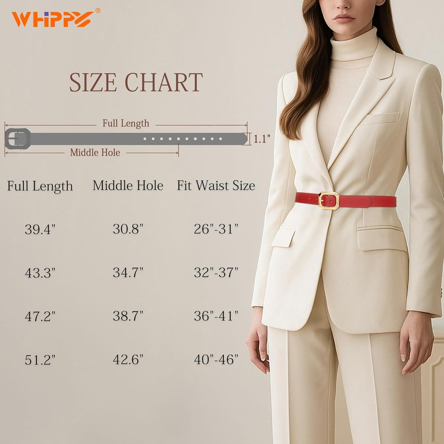 WHIPPY Women's Leather Belts with Gold Buckle Casual Fashion Ladies Waist Belts for Jeans Pants Dresses - Image 6