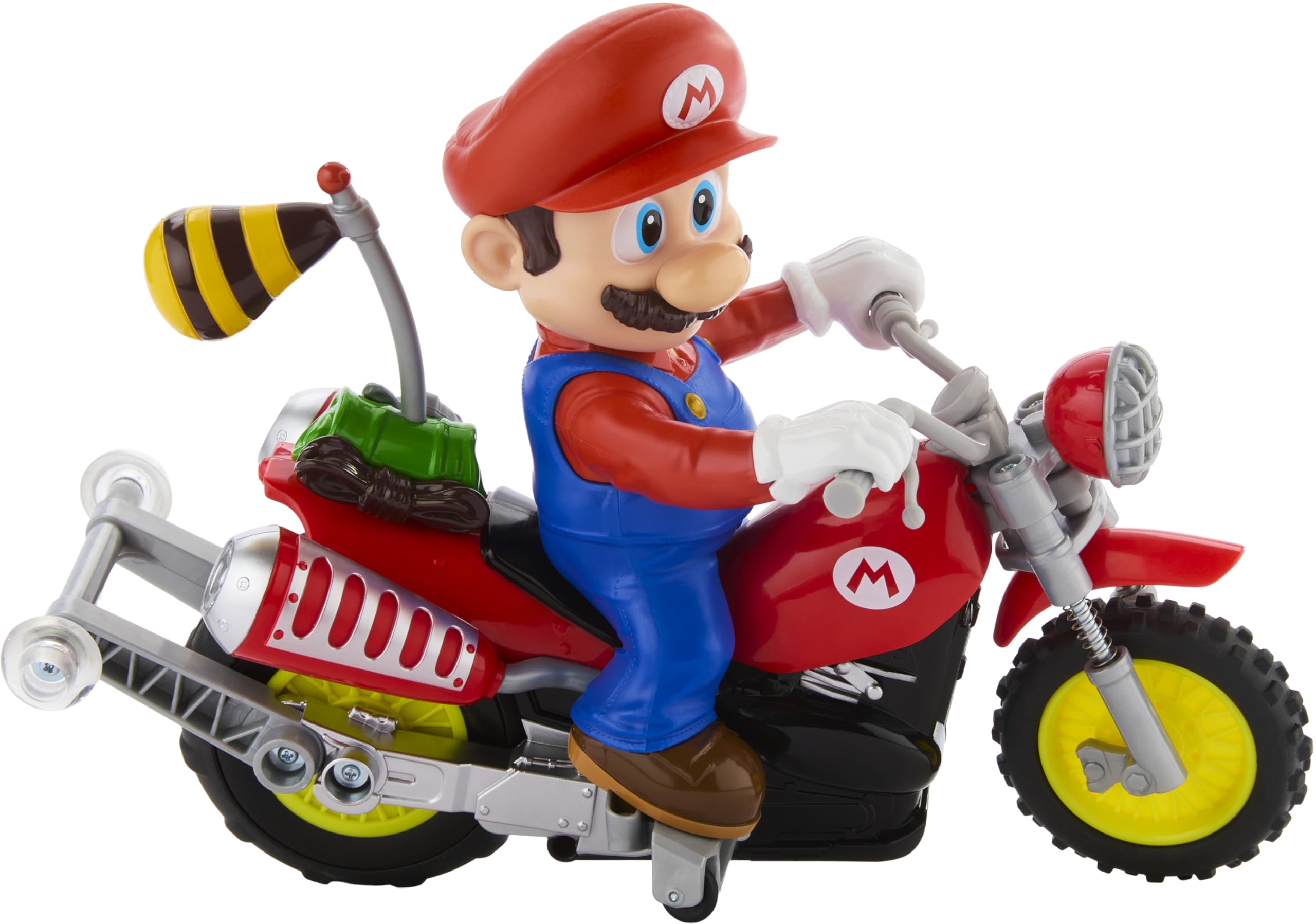 Hot Wheels RC Motorcycle, Remote-Controlled Mario Wheelie Motocross RC from The Super Mario Galaxy Movie with Mario Figure - 4