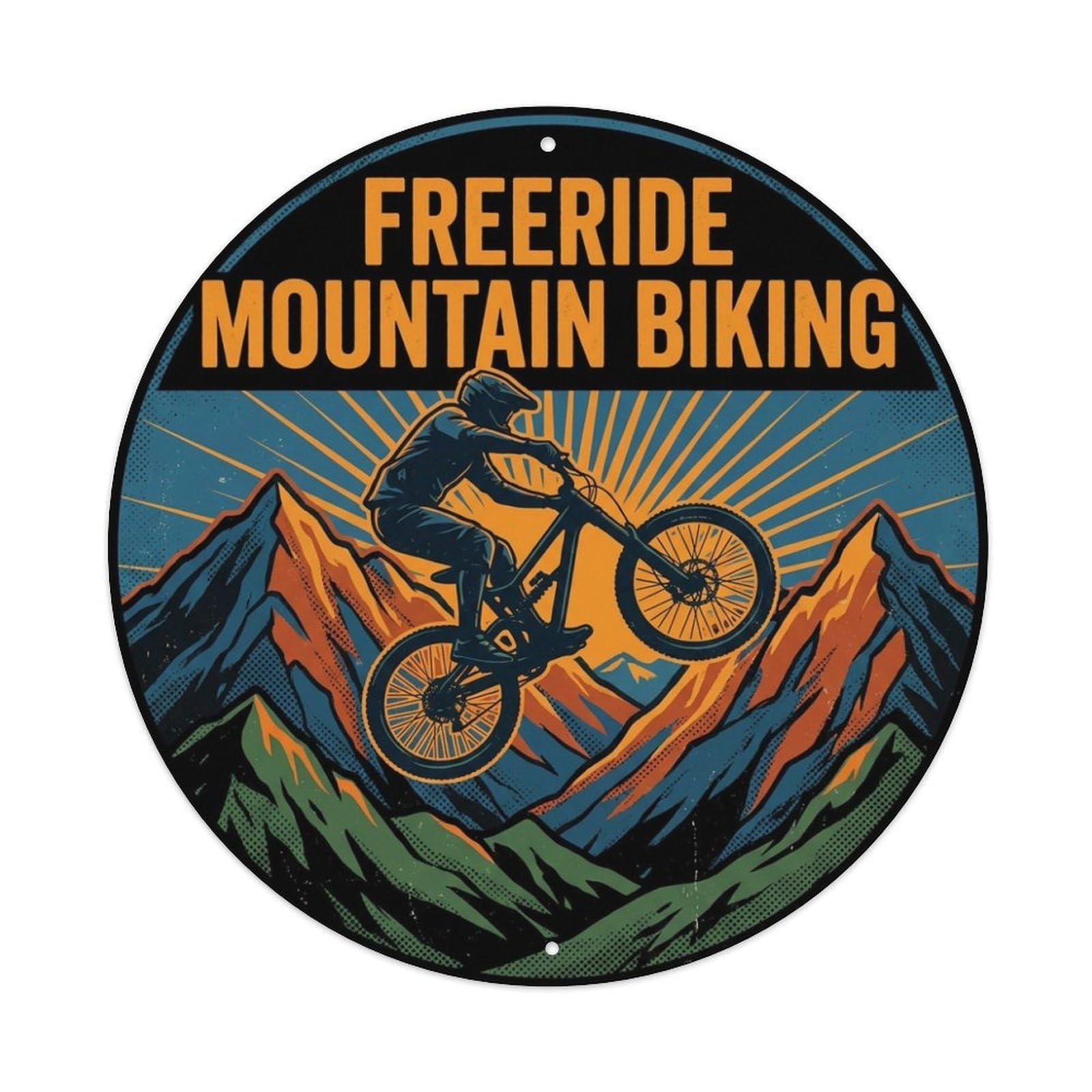 Freeride Mountain Biking Extreme Sports Illustration Metal Tin Sign