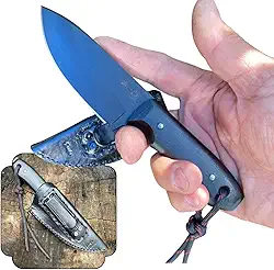 Faca Artesanal Neck Knife Cabo Micarta Faca Pequena Fosfatada com Tratamento Térmico ES Mini Saque Rápido