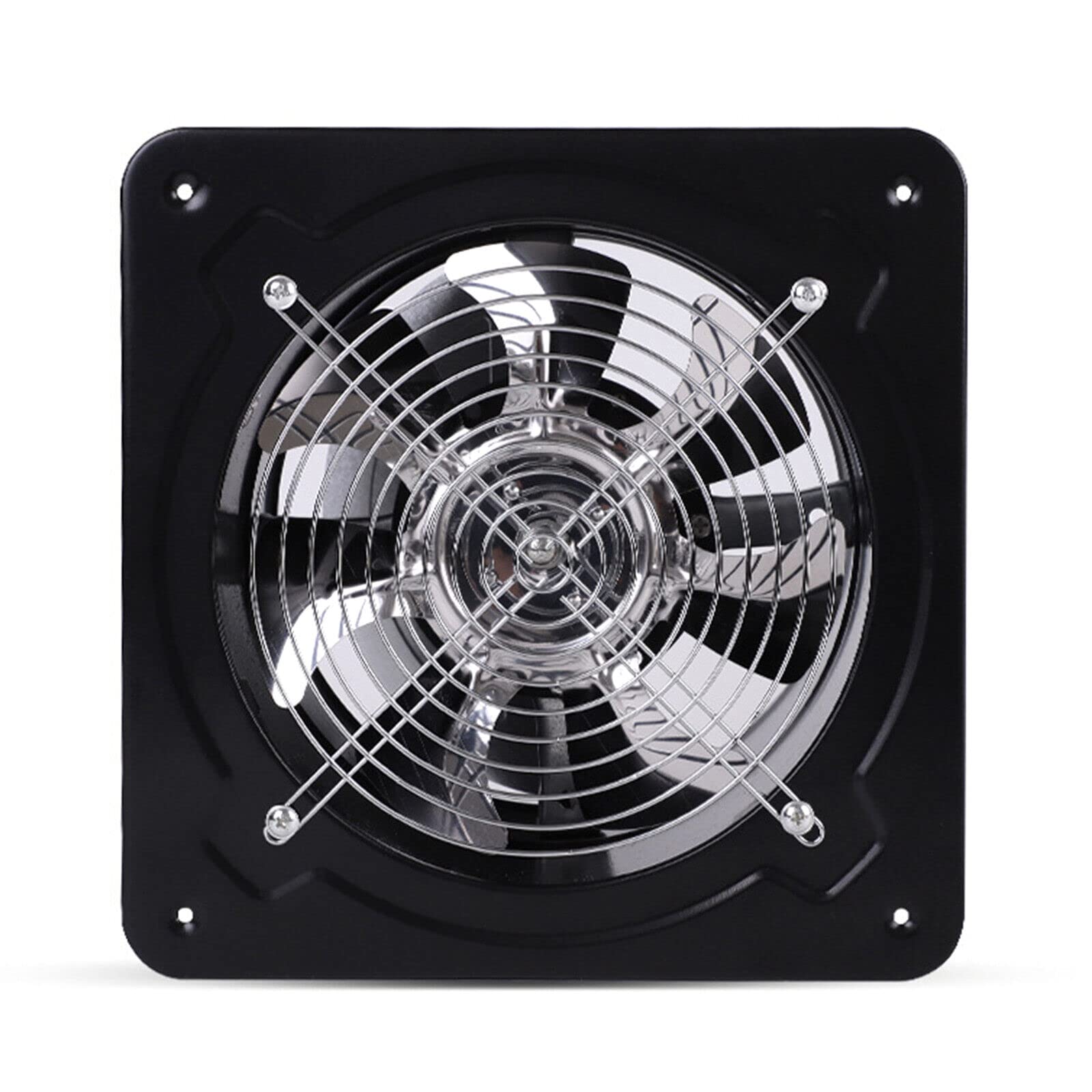 Kwadratowy wentylator ścienny 25 x 25, 220 V, 80 W, 2800 obr./min, z zaworem zwrotnym, wlot rurowy, wentylator wylotowy ze stalowym ostrzem, do odsysania powietrza w pomieszczeniach