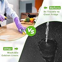 Vista 4 de WochiTV Forro para estantes de gabinetes, cajón 11.8 pulgadas x 4.9 pies, protectores impermeables de plástico EVA no adhesivo para cocina, Negro