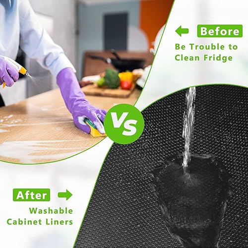 Miniatura 4 de WochiTV Revestimiento de estante para armarios, cajones de 11.8 pulgadas x 15 pies, de plástico EVA no adhesivo, impermeables, tapetes protectores