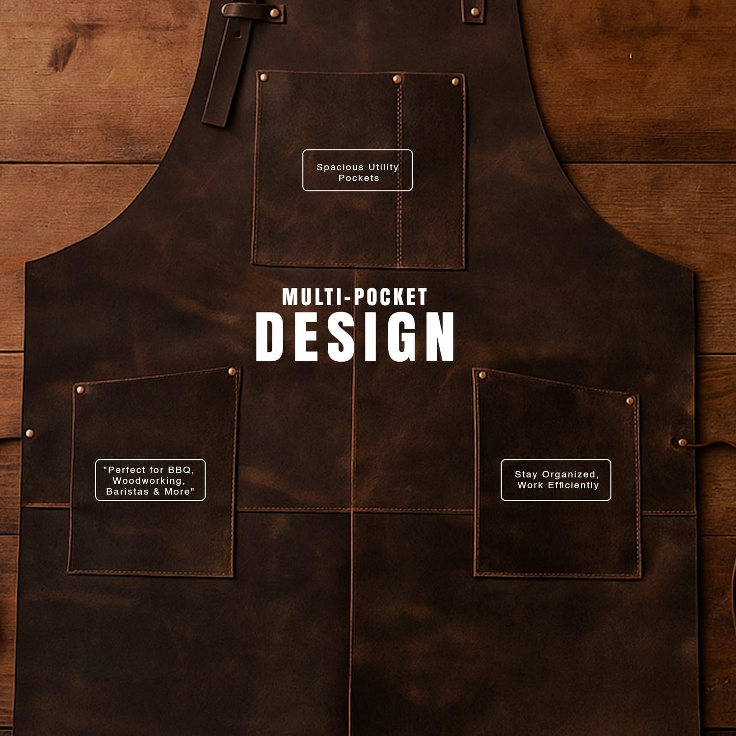 Leather Apron for Men & Woman, Welding Work, All-Day Comfort, Heat & Flame Resistant, Mechanic, Barber & Butcher Work Uses, Adjustable stable Strap (M To XXXL) Stylish & Waterproof
