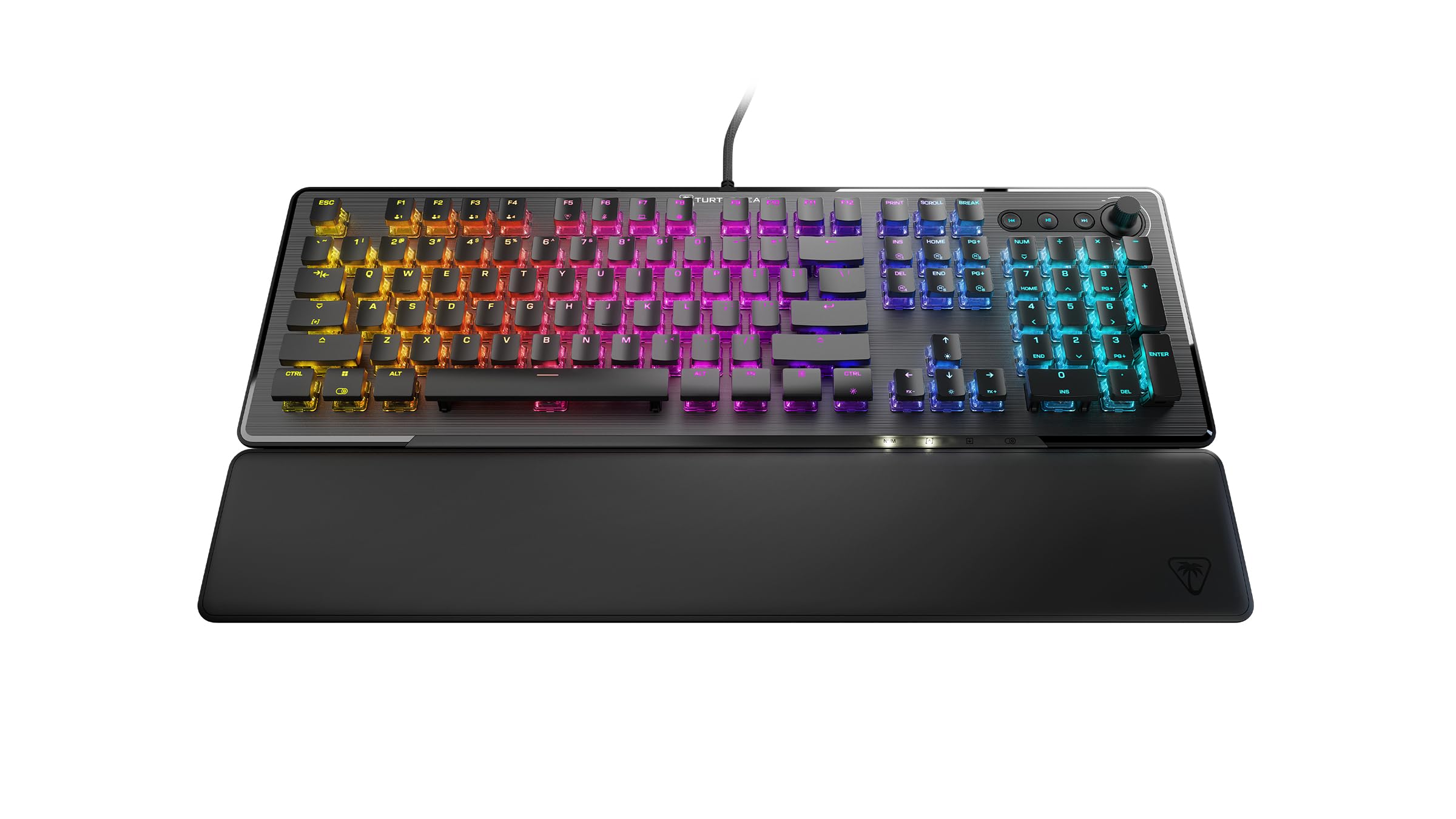 Turtle Beach Vulcan II – mechaniczna klawiatura gamingowa PC, przełącznik Tactile Titan II, podświetlane przyciski, zdejmowana podkładka pod nadgarstek, układ DE