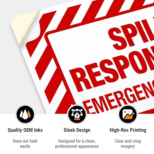 Miniatura 5 de Kit de respuesta a derrames, letrero de uso de emergencia, 10 x 7 pulgadas, calcomanías de vinilo de 4 mil, resistentes a la intemperie, fabricadas