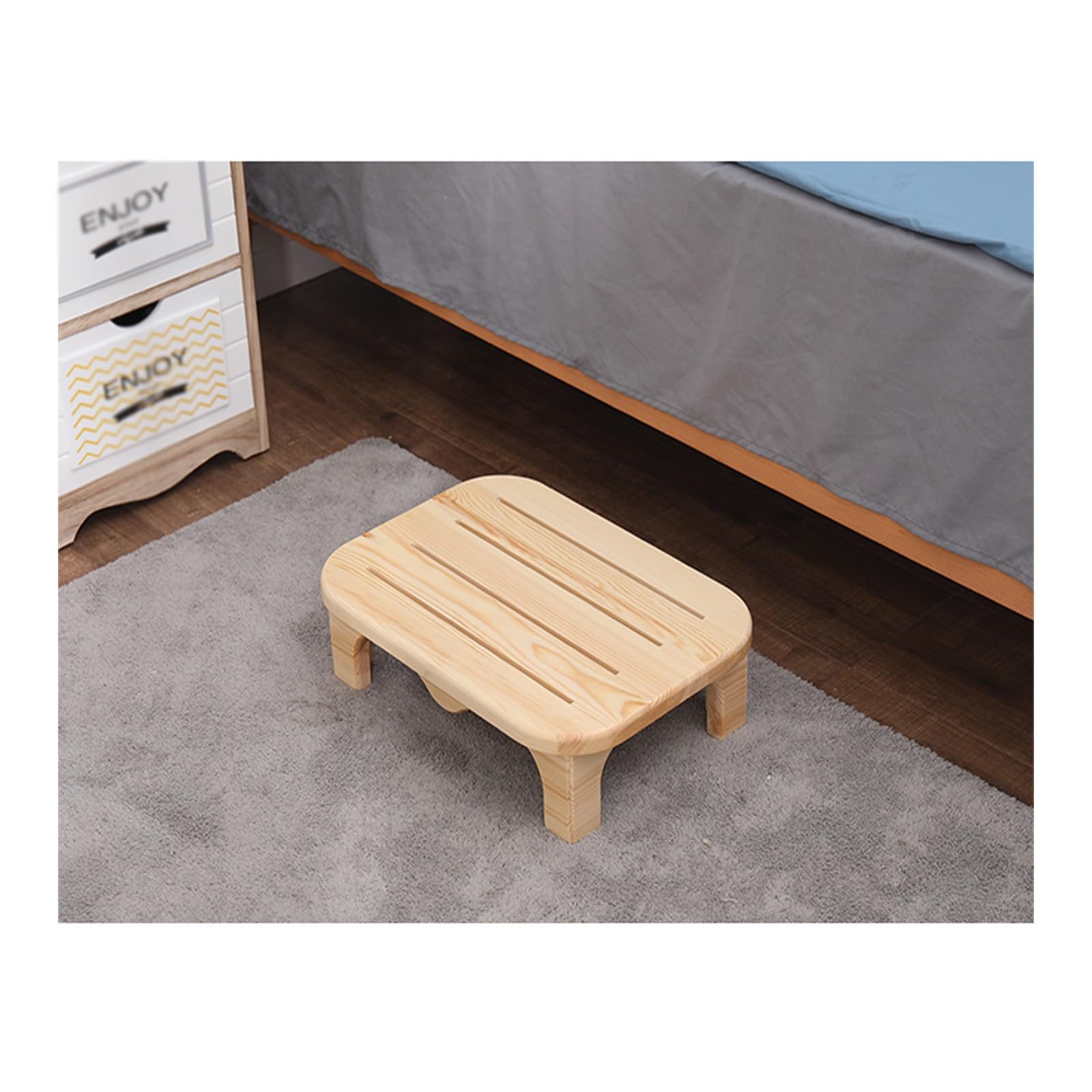 step stool, One Step Stool ，Solid Wood Material, Polished and Rounded, Non-Slip Foot Pads, Strong Load-Bearing Capacity(Varnish)