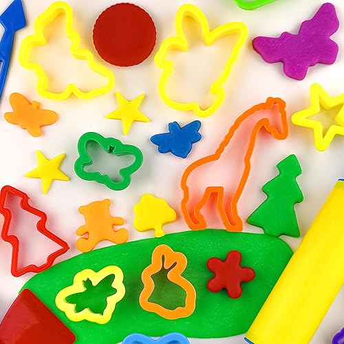Miniatura 4 de Juego de herramientas de juego de masa para niños, 32 piezas de accesorios de masa con moldes de animales y cortadores de forma, juguetes de
