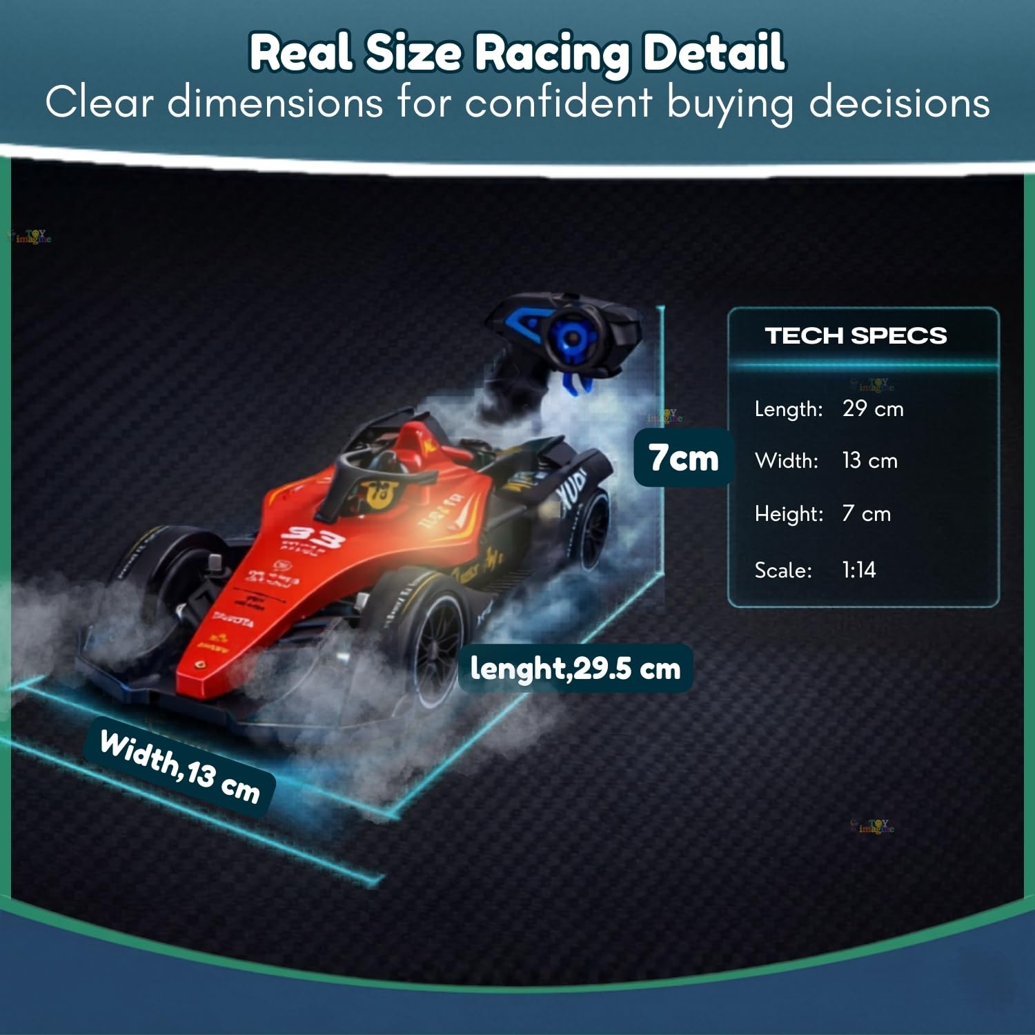 Toy Imagine 1:14 RC F1 Racing Car for Kids, 2.4GHz, Rechargeable, Red — Amazon image 2
