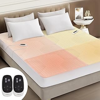 Multizone Waterproof Heated Mattress Pad, Individual Body &Feet Electric Mattress Bed Warmer 9 Heat Settings, 1-12Hours Auto Off, Deep Pocket, Fast Heating, Machine Washable Cal King 72" x 84"