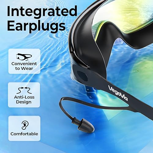 Vista 6 de Paquete de 2 gafas de natación para adultos, antivaho de visión amplia de 180, protección UV, para adultos, jóvenes, hombres y mujeres