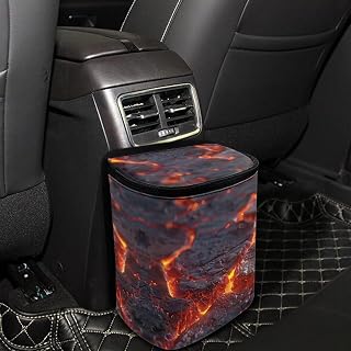 Funnydude Lava Cracks Print Car Trash Can Bin for Back Seat Collapsible Trash Can Auto Garbage Cans Organizer