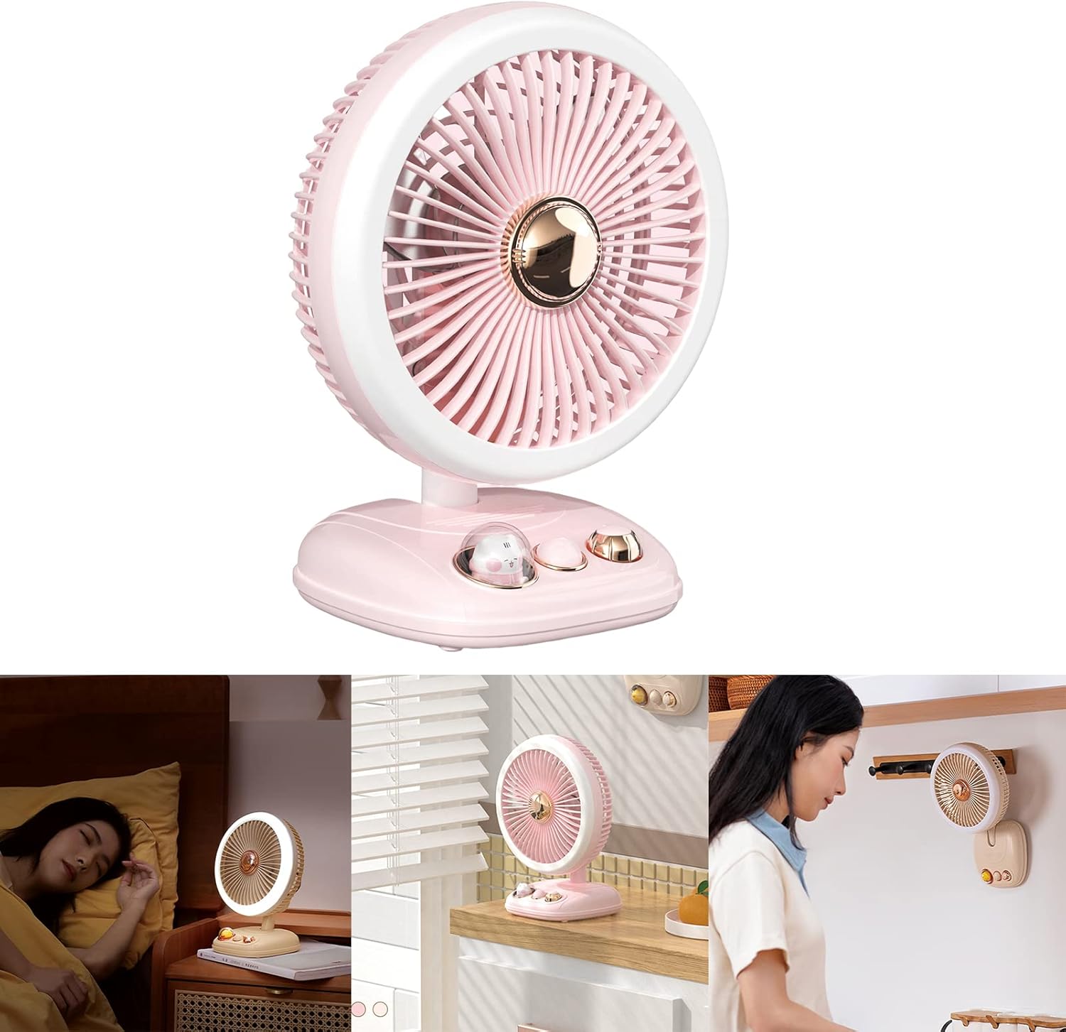 USB Charging Foldable Table Fan Wall Mounted Hanging- Ceiling With LED Light 3 Speed Adjustable For Home Room Foldable Desktop