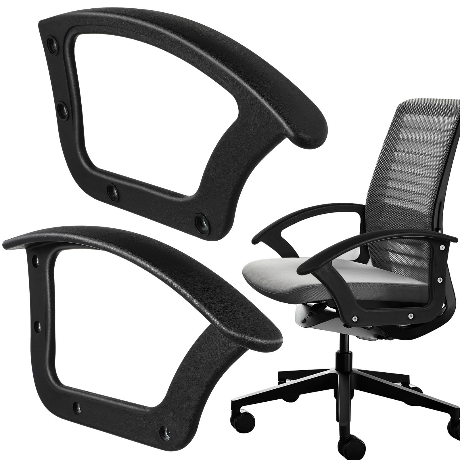 BETOOKY 2 Pezzi Braccioli di Ricambio per Sedia da Ufficio in Plastico Nero Design e Forma Semplice per Casa e Ufficio