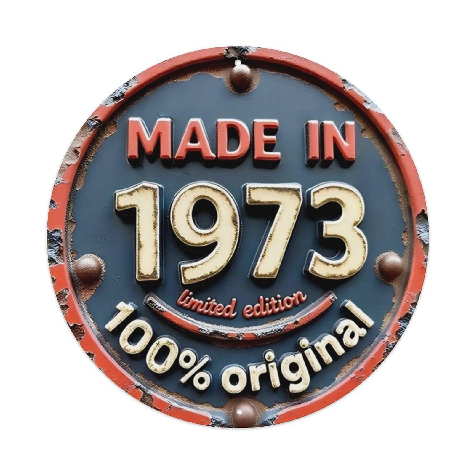 Made in 1973 Limited Edition Vintage Plate Vintage Aluminium Metal Sign, Retro Wall Decor for Home, Bar, Garage & Farmhouse 20x20cm