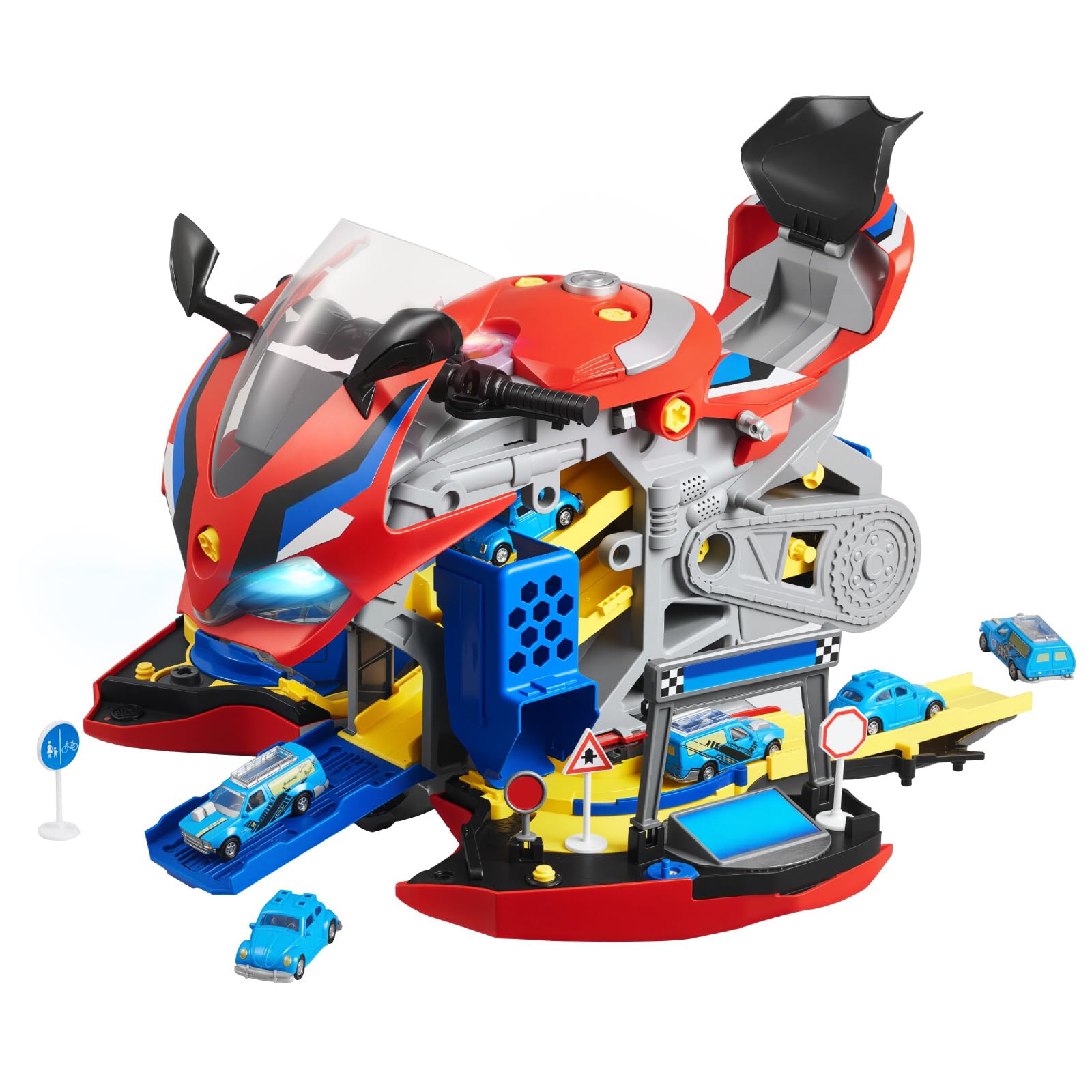 VEVOR Motocykl Motor Toy 25 sztuk Mechaniczna Zabawka Z Zdejmowanymi Częściami Światła i Dźwięki Dla Dzieci Od 3 lat Czerwony
