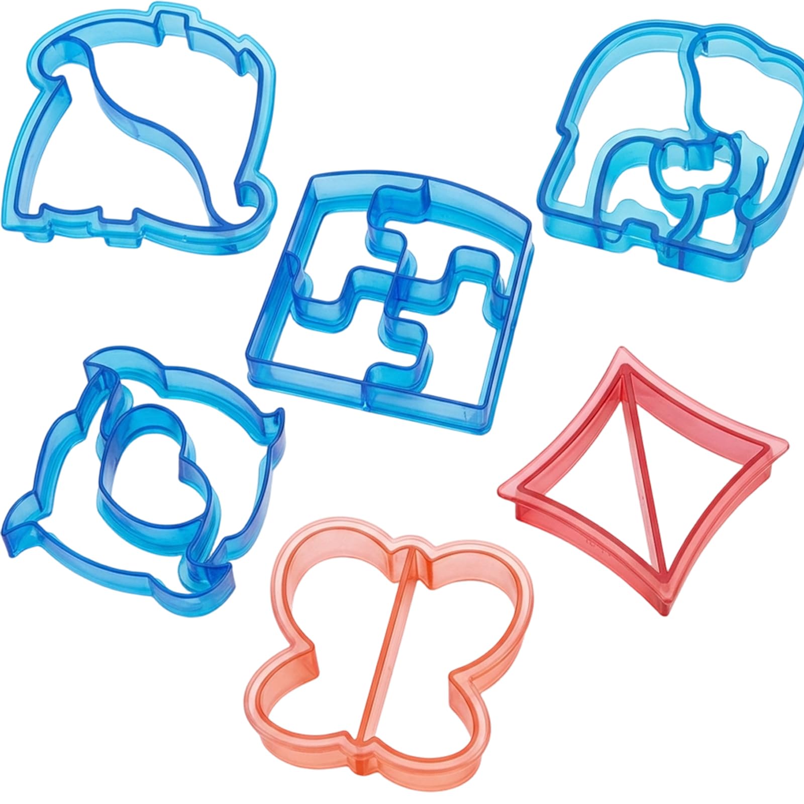 6PCS Sandwich Tools, Dinosaur Cookie Tools, Creative Lunch Solutions, Set with Dinosaur, Puzzle, Elephant, Dolphin, Butterfly, Square Shapes